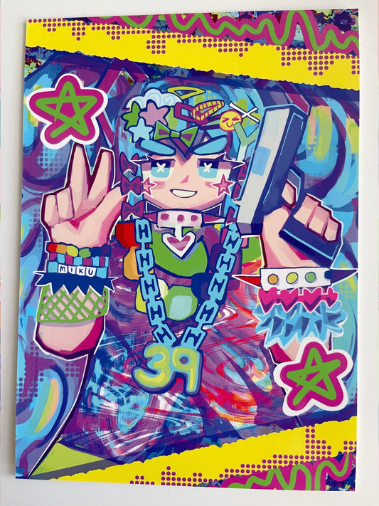 Hatsune Miku Art Print | Miku in Decora Kei! | (5x7 in)