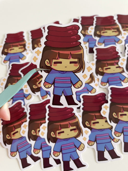 UNDERTALE Vinyl Sticker | Frisk with hotdogs!!!!!!