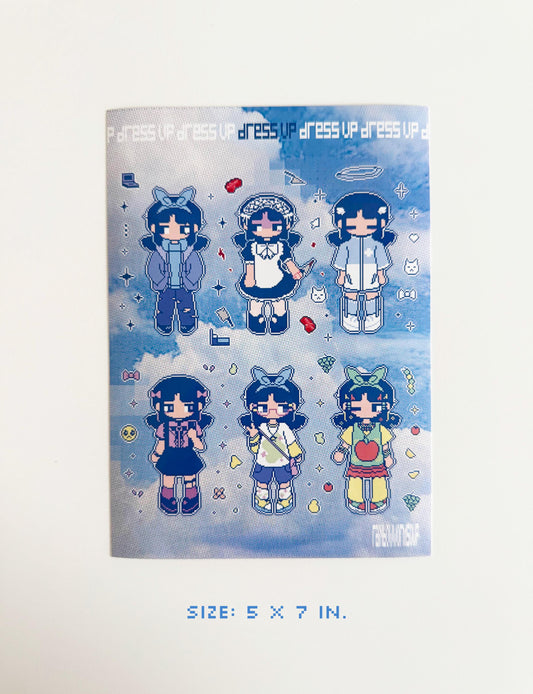 glossy sticker sheet | dress up!
