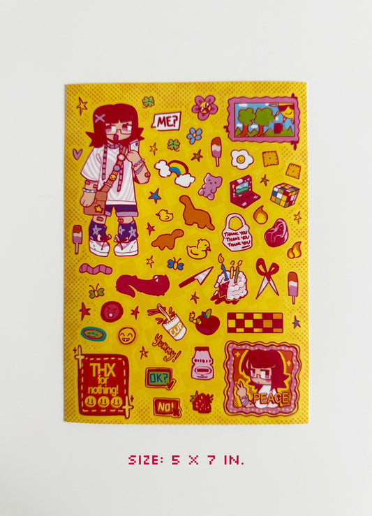 random glossy sticker sheet of stuff!