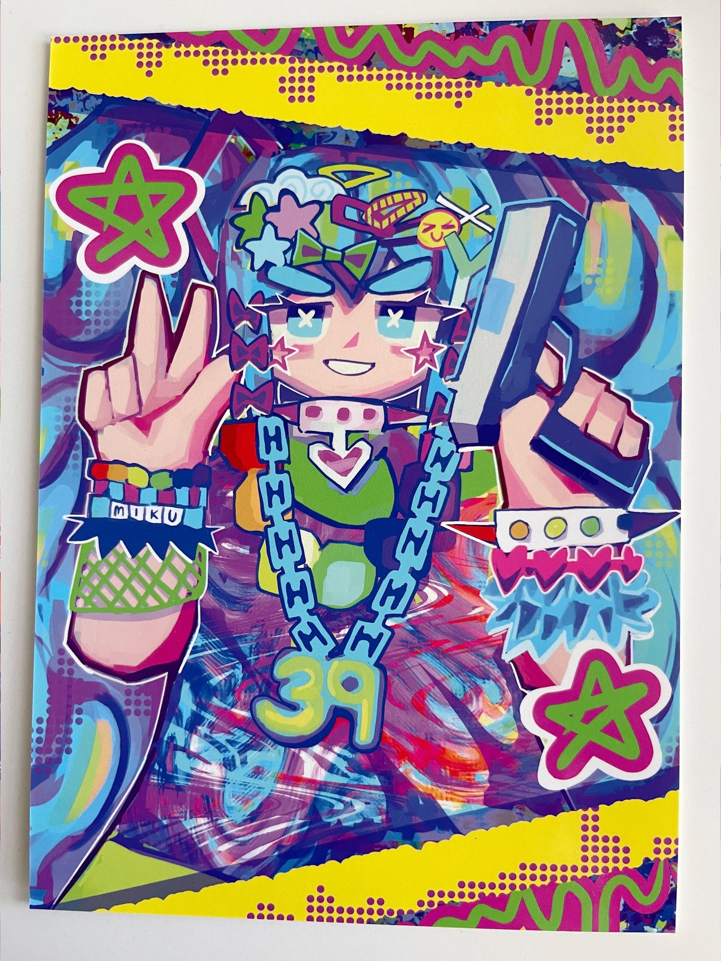 Hatsune Miku Art Print | Miku in Decora Kei! | (5x7 in)