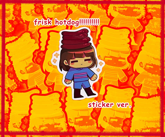 UNDERTALE Vinyl Sticker | Frisk with hotdogs!!!!!!