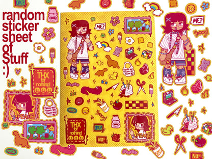 random glossy sticker sheet of stuff!