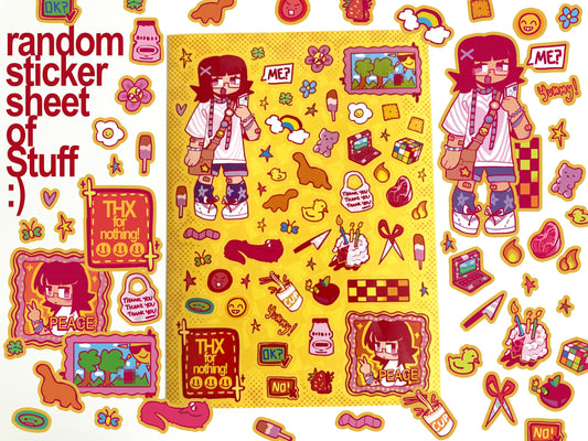 random glossy sticker sheet of stuff!