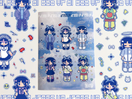glossy sticker sheet | dress up!