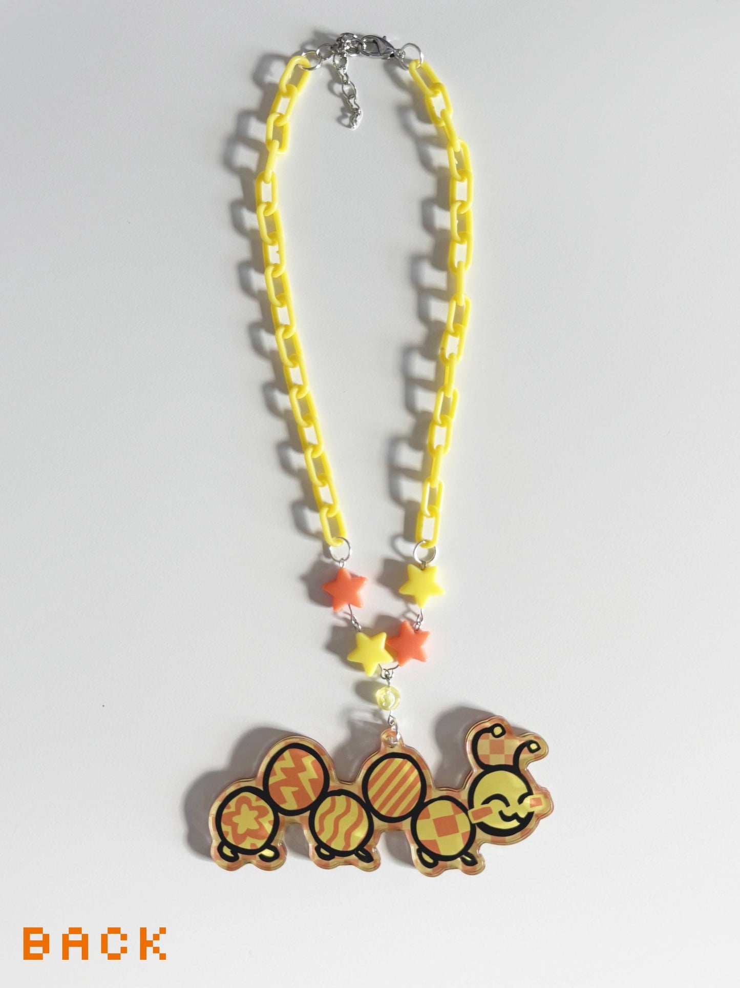 lil caterpillar acrylic necklace!