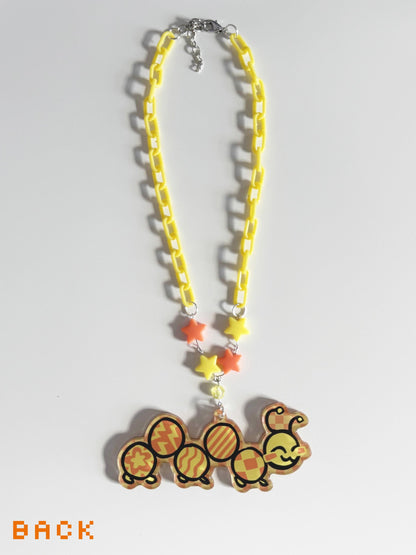 lil caterpillar acrylic necklace!