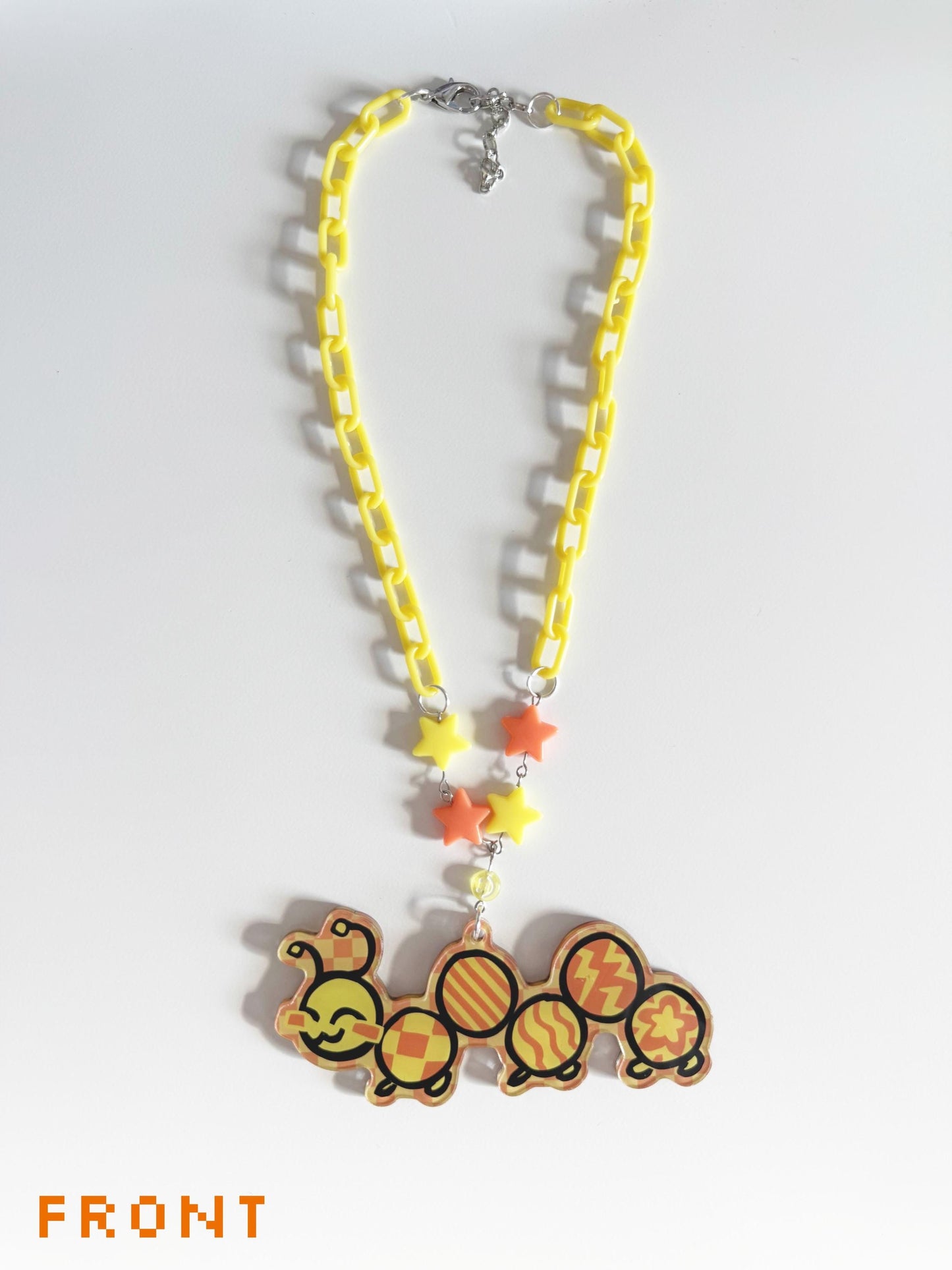lil caterpillar acrylic necklace!