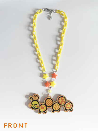 lil caterpillar acrylic necklace!