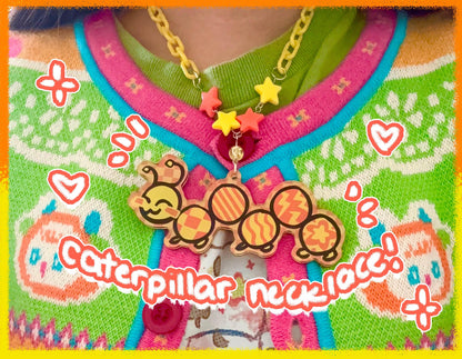 lil caterpillar acrylic necklace!